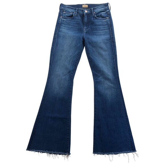 Mother Woman's Jeans Size 27 The Weekender Fray Blue Denim Flared Jeans - Picture 1 of 16